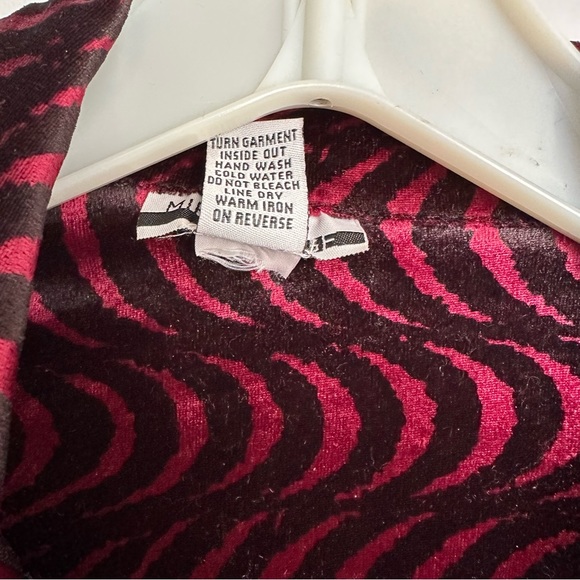 Mirror image Womens Tunic Sz XL velveteen Red w Black wavy design VGC - Picture 5 of 7